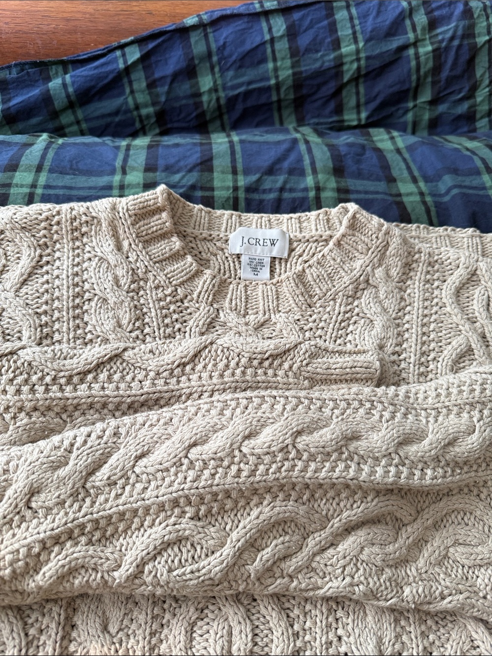 J. Crew Cream Cable-Knit Crewneck Sweater